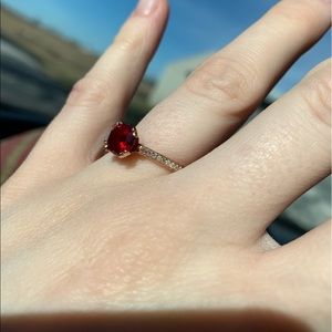 14k Rose Gold, Ruby Ring with Diamonds